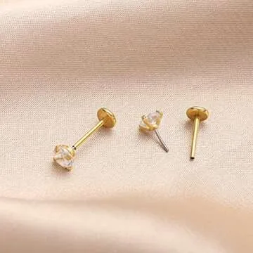 Stylish ENVYOU Gold Nose Studs and Cartilage Earrings