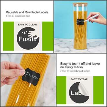 46oz Glass Jars with Bamboo Lids , Borosilicate Glass Airtight Canisters sets, Glass Food Storage Container, Pantry Organization and Storage Jars, Kitchen Canisters Sets, Spice Jars, Flour Containers of 4