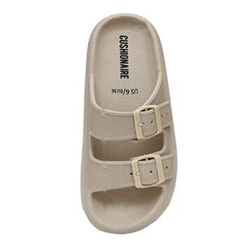 CUSHIONAIRE Women's Fame recovery cloud slide sandals sandals with +Comfort, Khaki 6