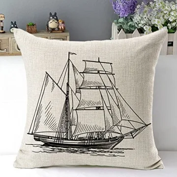 Decorative Nautical Anchor Pillow Covers - Set of 4