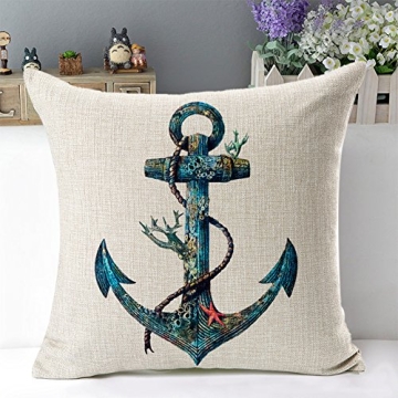 Decorative Nautical Anchor Pillow Covers - Set of 4