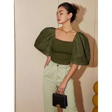 Elegant Puff Sleeve Crop Top for Everyday Style