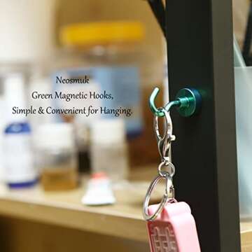 Neosmuk Magnetic Hooks,30lb+ Heavy Duty Earth Magnets with Hook for Refrigerator, Extra Strong Cruis...