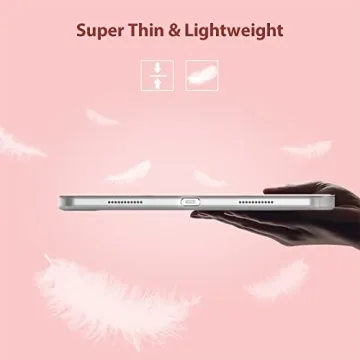 Hoidokly Case for iPad Pro 12.9 6th/5th/4th/3rd Generation (2022/2021/2020/2018), Thin Clear Shell Smart Trifold Stand 12.9 inch Protective Transparent Cover with Pencil Holder Auto Sleep/Wake, Pink