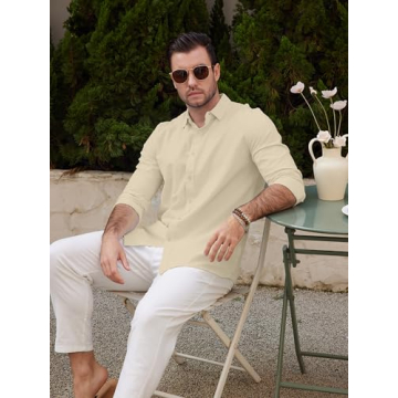 Men's Cotton Linen Casual Long Sleeve Shirt