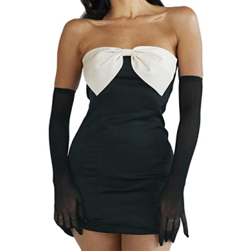 Stylish Satin Strapless Mini Dress for Women