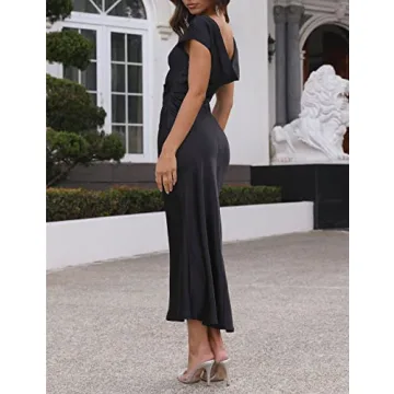 Elegant Satin Midi Dress for Summer Weddings and Events