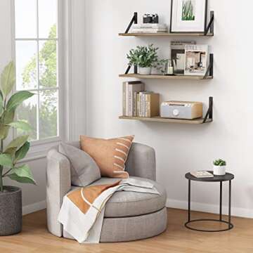 Forbena Wood Floating Shelves - 24" Natural Home Storage