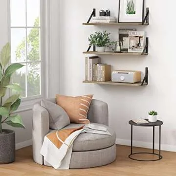 Forbena Wood Floating Shelves - 24" Natural Home Storage