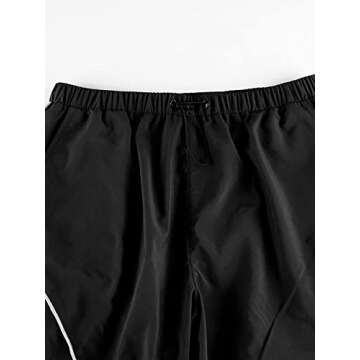 Xineicy Y2K Baggy Pants for Women Vintage Sweatpants Wide Leg Joggers Parachute Pants Hip Pop Cargo Pants F Black