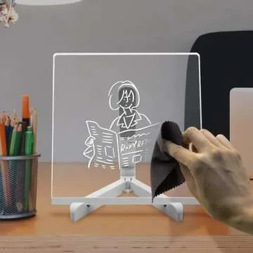 LED Note Board with Colors, Acrylic Dry Erase Board with Light, Light up Dry Erase Board with Stand as a Glow Memo LED Letter Message Board Note Glass Led Board White Board. (30CM X 20CM)