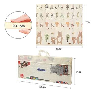 78" X 70" Baby Play Mat Floor Mat Foam Playmat, Non-Toxic Foldable Waterproof Crawling Mat for Toddlers and Infants