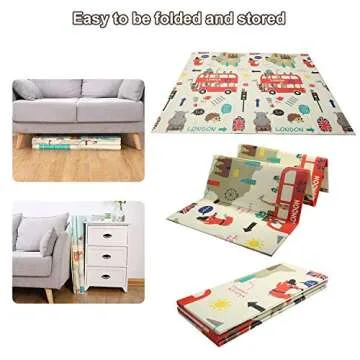 78" X 70" Baby Play Mat Floor Mat Foam Playmat, Non-Toxic Foldable Waterproof Crawling Mat for Toddlers and Infants