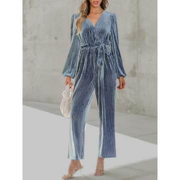 CUPSHE Women's Velvet Long Sleeve Jumpsuit for Parties