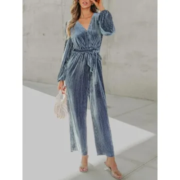 CUPSHE Women's Velvet Long Sleeve Jumpsuit for Parties