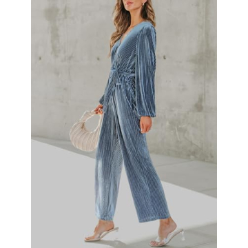 CUPSHE Women's Velvet Long Sleeve Jumpsuit for Parties