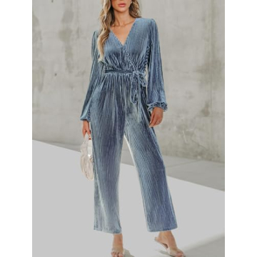 CUPSHE Women's Velvet Long Sleeve Jumpsuit for Parties