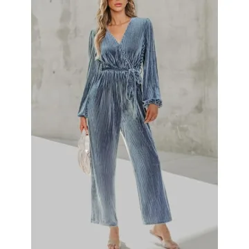 CUPSHE Women's Velvet Long Sleeve Jumpsuit for Parties