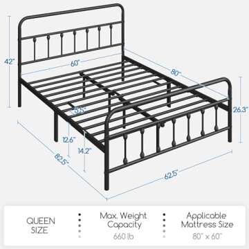 Yaheetech Classic Metal Platform Bed Frame Mattress Foundation with Victorian Style Iron-Art Headboa...