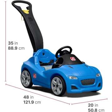 Step2 Whisper Ride Cruiser Kids Push Car, Ride On Toy, Stroller Substitute, Includes Seat Belt & Hor...