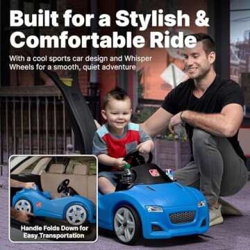 Step2 Whisper Ride Cruiser Kids Push Car, Ride On Toy, Stroller Substitute, Includes Seat Belt & Horn, Made of Durable Plastic, Max Weight 50 lbs., For Toddlers 1.5-4 Years Old, Blue