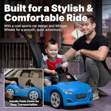 Step2 Whisper Ride Cruiser Kids Push Car, Ride On Toy, Stroller Substitute, Includes Seat Belt & Horn, Made of Durable Plastic, Max Weight 50 lbs., For Toddlers 1.5-4 Years Old, Blue