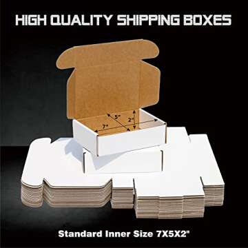 MOTO BOX 50 Pack 7x5x2 Small White Shipping Boxes - Corrugated Cardboard Mailer for Packaging, Maili...
