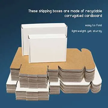 MOTO BOX 50 Pack 7x5x2 Small White Shipping Boxes - Corrugated Cardboard Mailer for Packaging, Mailing, Moving, Gifts - Eco-Friendly and Recyclable - Manufacturer Direct