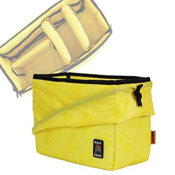 Ape Case Cubeze (ACQB 37) Flexible Padded Storage Bag; Removable & Adjustable Padded Inserts; Drawstring Closure; Hi-Vis Yellow Interior; Exterior Pockets for Accessories; Yellow