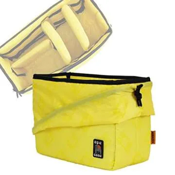Ape Case Cubeze (ACQB 37) Flexible Padded Storage Bag; Removable & Adjustable Padded Inserts; Drawstring Closure; Hi-Vis Yellow Interior; Exterior Pockets for Accessories; Yellow
