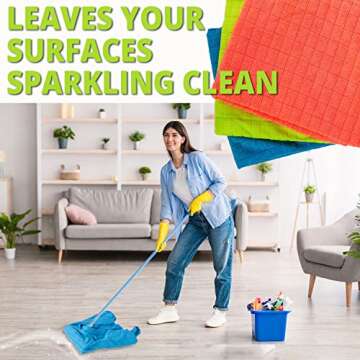 HELOMOR 3 Extra Large Floor Microfiber Cleaning Clothes, 30"x18" for Squeegee Mop, Multi-Purpose Col...