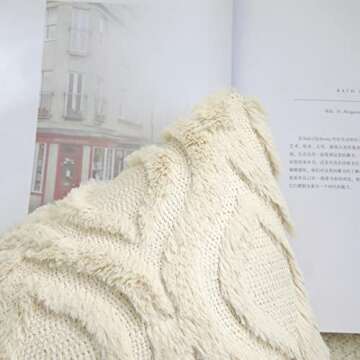 decorUhome Throw Pillow Covers 12x20 Inch Set of 2, Soft Plush Faux Wool Beige Couch Pillow Covers, Spring Solid Dyed Accent Pillow Cases for Sofa Bed Living Room Home Decor