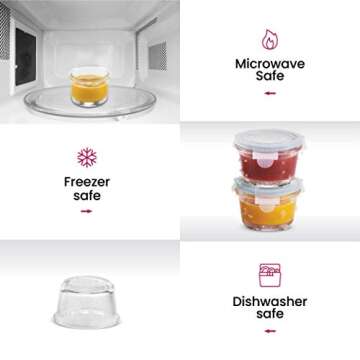 Small Glass Meal Prep Food Storage Container - Airtight, Leakproof, Microwave & Dishwasher Safe - Perfect for Snacks, Dips, 6 Count - Teal