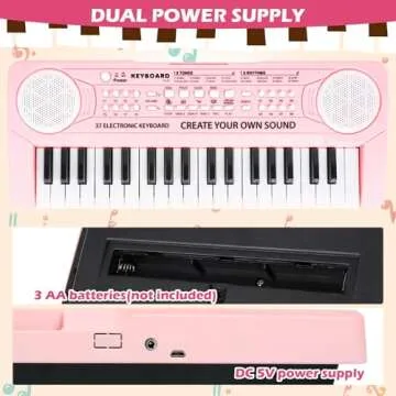 M SANMERSEN Keyboard Piano for Kids 37 Keys Music Piano with Microphone Portable Musical Toy Electronic Piano Birthday Gifts for Girls Ages 3 4 5 6