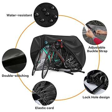 Outdoor Bike Cover for 2-3 Bikes - Waterproof, UV Protected, Heavy Duty with Lock Hole