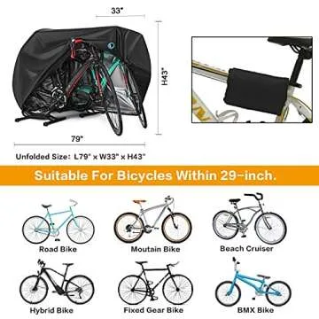 Heavy Duty Waterproof Bike Cover with Lock Hole for Outdoor