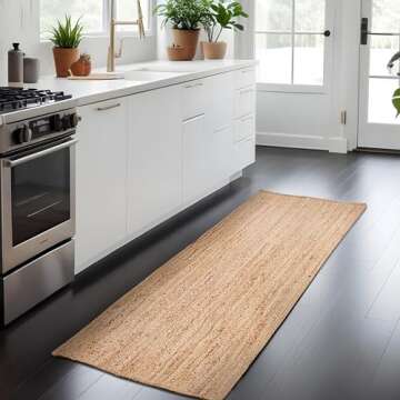 HAUSATTIRE Jute Braided Rug - Durable & Reversible