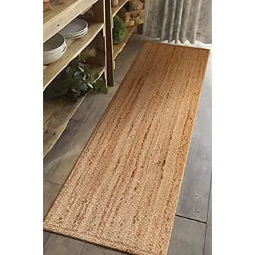 HAUSATTIRE Jute Braided Rug - Durable & Reversible