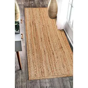 HAUSATTIRE Jute Braided Rug - Durable & Reversible