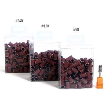 NATPLUS Sanding Bands for Nail Drill 360Pcs Professional Nail Bands Set #80#120#240 Sanding Bands Grit For Nail Drill Bit Cuticle Acrylic Gel Remove Manicure Pedicure Each 120Pcs