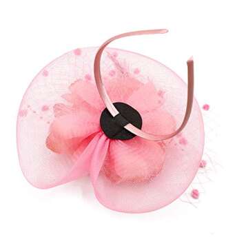 ACTLATI Fascinators Hat for Women Tea Party Headpiece Wedding Cocktail Flower Mesh Feathers Hair Clip 20s Flapper Fascinators