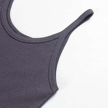 Artfish Women's Sleeveless Tank Top Form Fitting Scoop Neck Ribbed Knit Basic Cami Tight Fitted Charcoal Grey, S