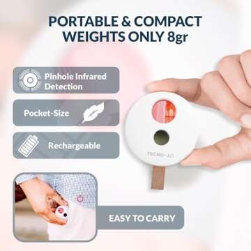 Tecno-10 Innovacion Hidden Camera Detectors Spy Camera Detector for Hotel, Travel, Office, Meeting Rooms, Spy Camera Finder Locates Hidden Camera with Infrared Light, Portable Pocket Sized Only 8 gr