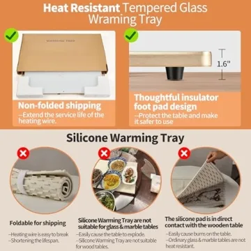 Large Electric Warming Tray for Food with Thermostat