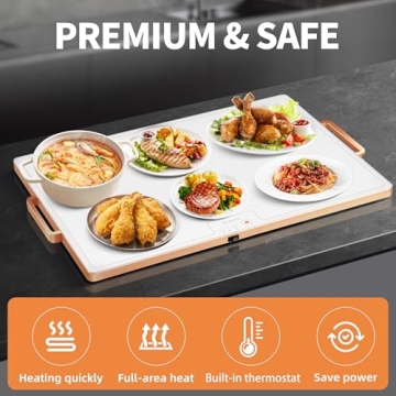 Large Electric Warming Tray for Food with Thermostat