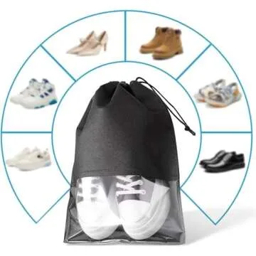 SHENGQIDZ 5 pack portable travel shoe bag, space-saving dust-proof storage bag（13 x 17.32 inch）
