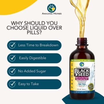 Amazing Herbs Premium Black Seed Oil for Wellness Boost