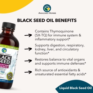 Amazing Herbs Premium Black Seed Oil for Wellness Boost