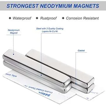 MIKEDE 12 Pack Neodymium Bar Magnets with Adhesive