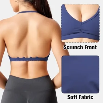 YEOREO Padded Strappy Open Back Sports Bra in Navy